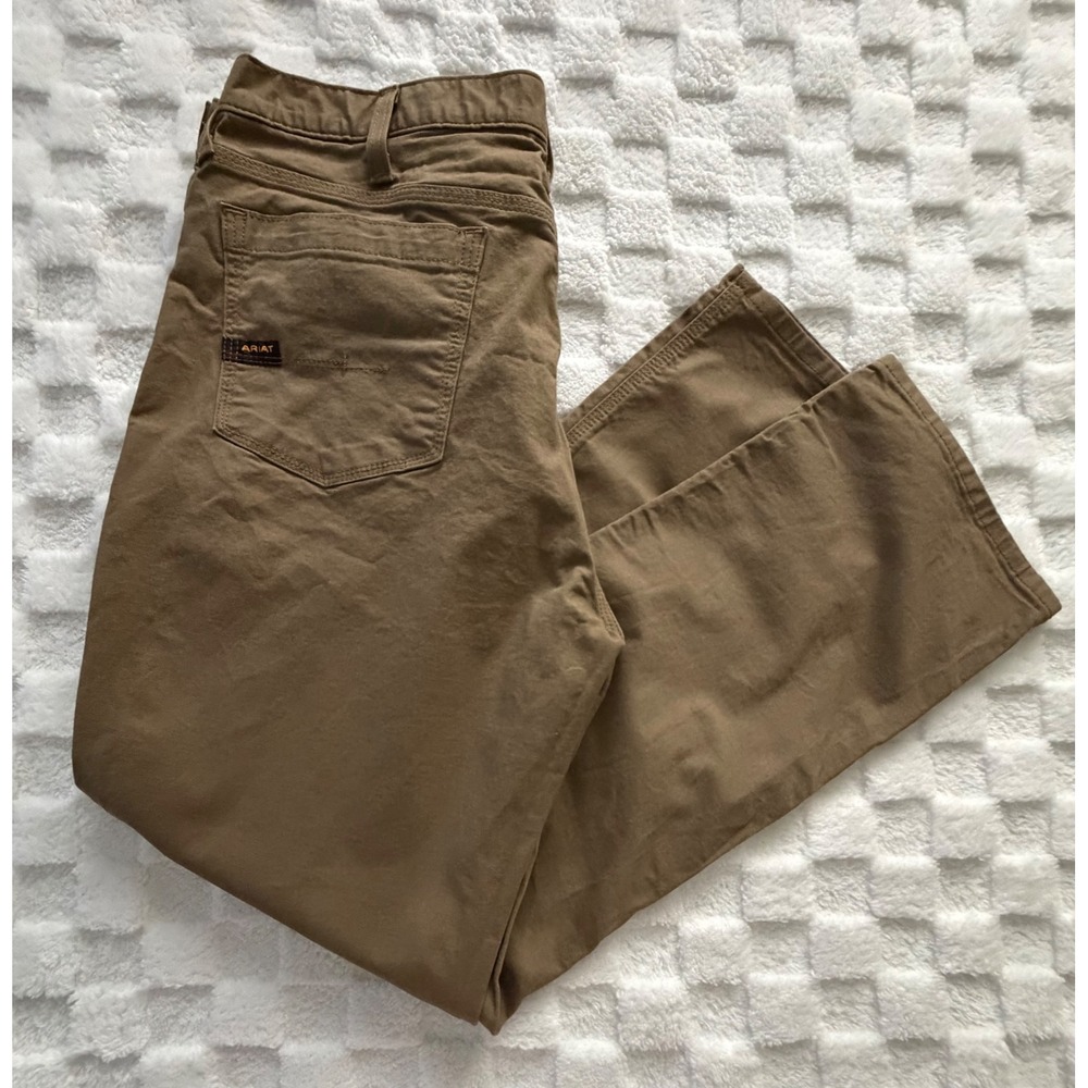 Ariat Rebar M4 DuraStretch Relaxed Straight Work Pants Khaki Brown 38x31 -EUC